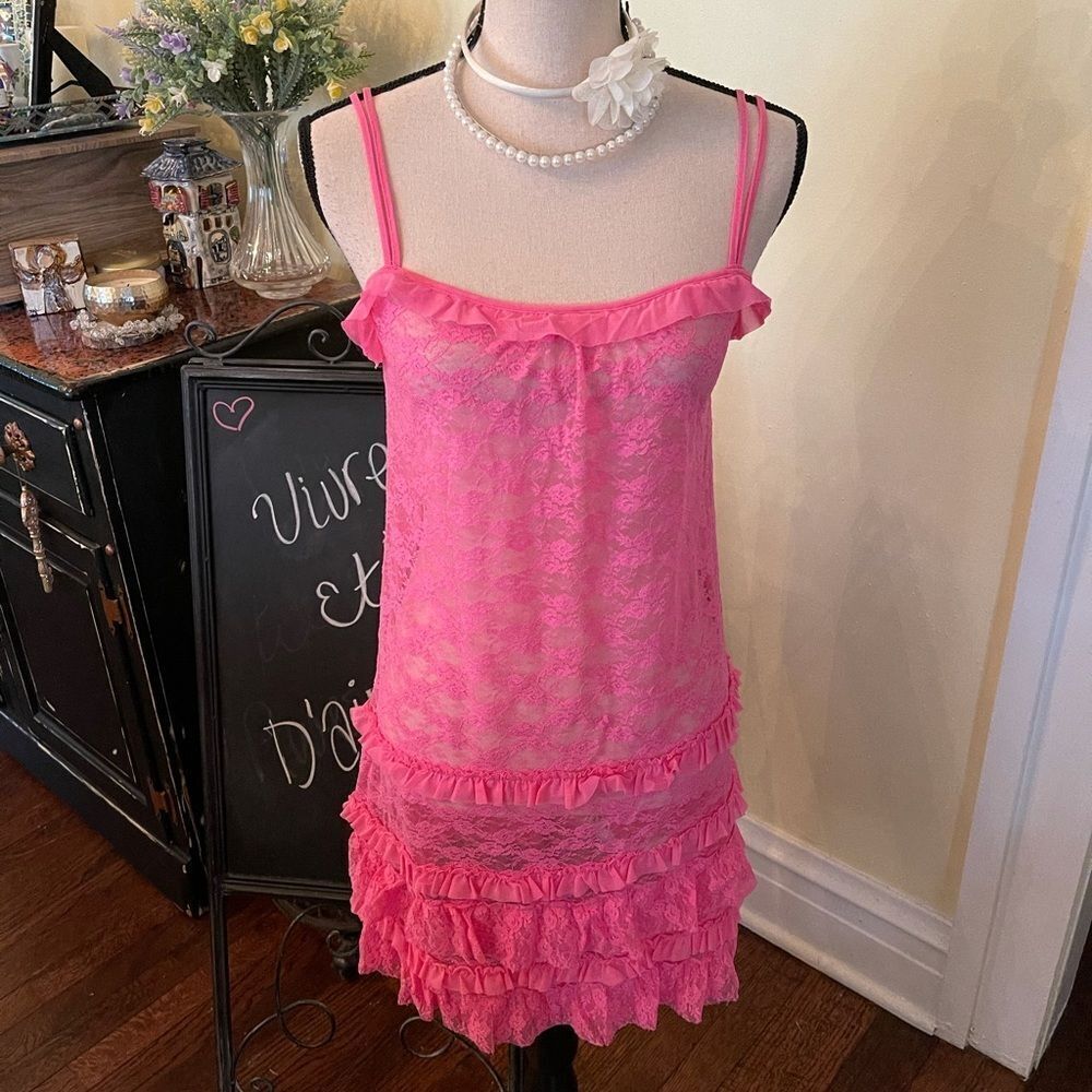 Kenzie Sz M *Like New* Pink Ruffle Chemise Slip